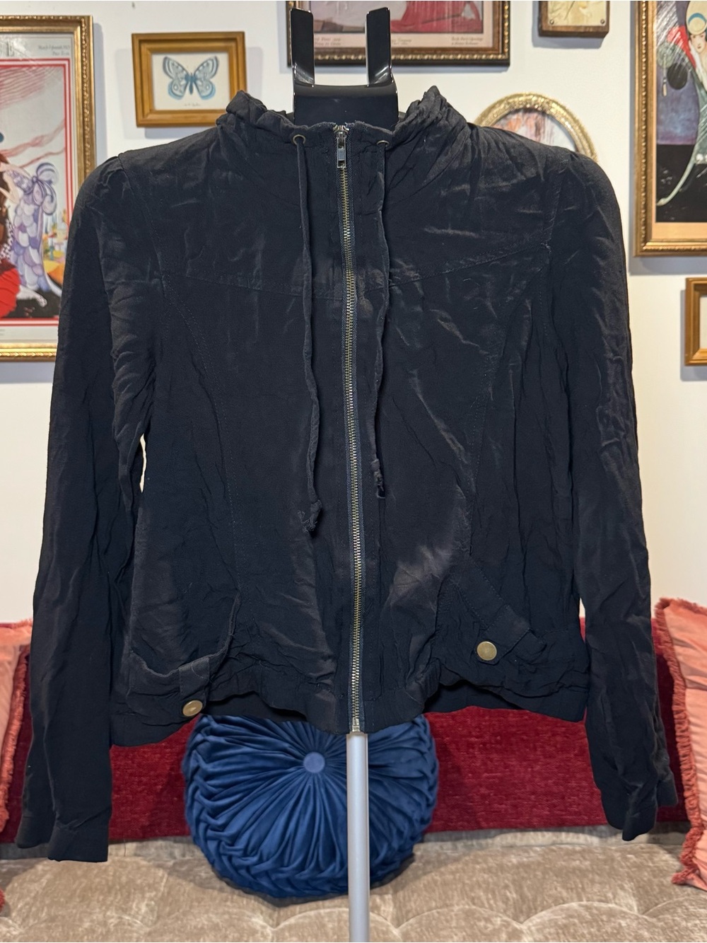 Wet Seal Black Hooded Zip-Up Jacket